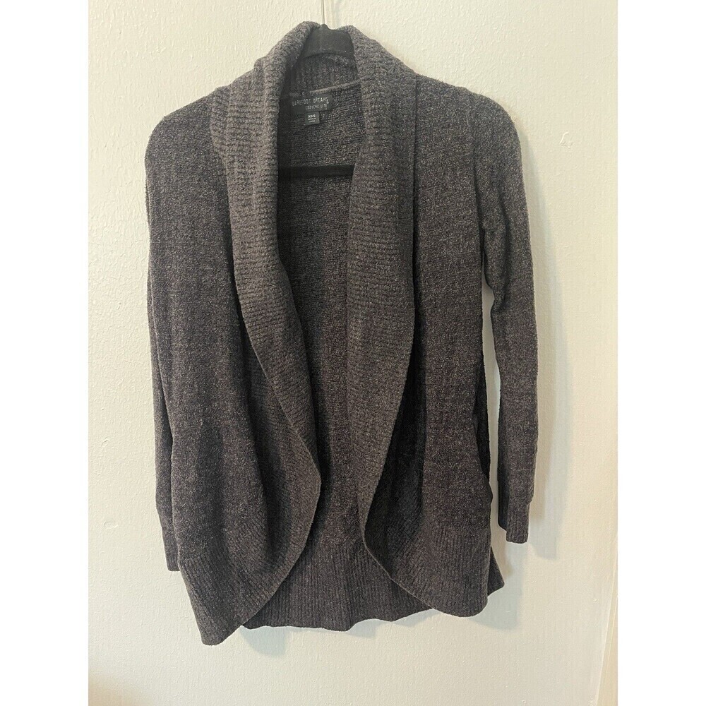 Barefoot Dreams XS/S Cozy Chic Lite Circle Cardigan W/Pockets Black Runs Big